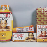 Clinic clear whitening body Set: Lotion 500ml, Soap, And Tube Cream.